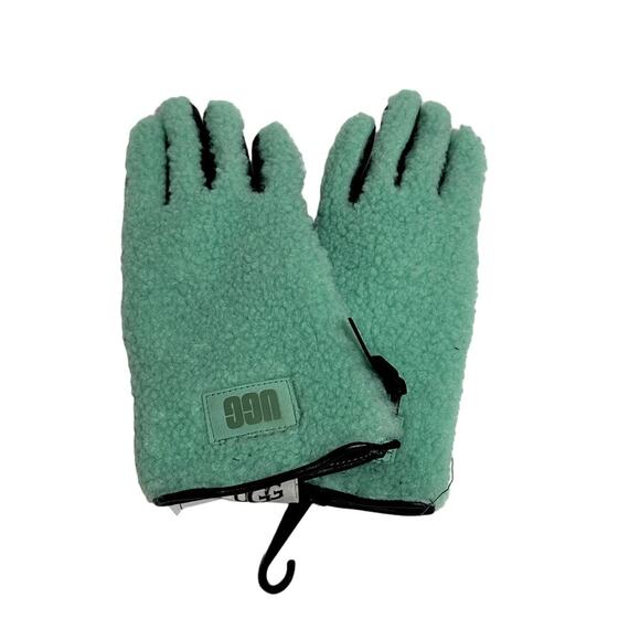 UGG Leather & Faux Shearling Gloves Large PALE EMERALD - Picture 1 of 8